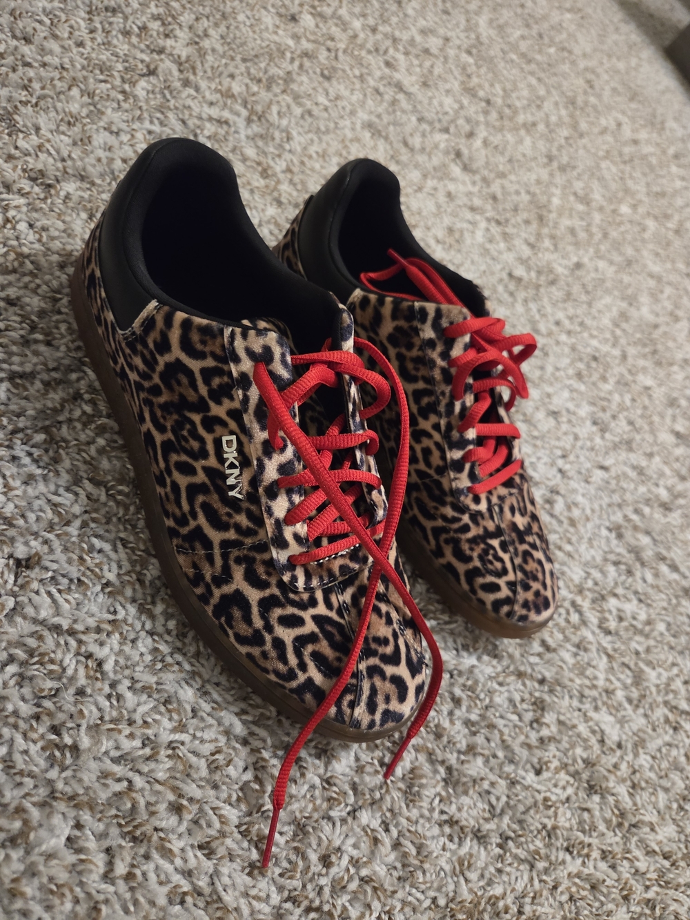 DKNY Leopard Print Sneakers with Red Laces